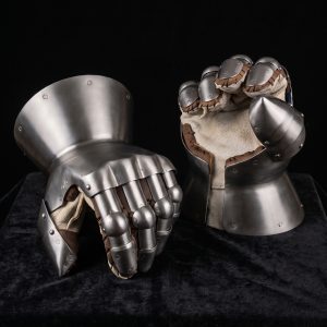 Hourglass Finger Gauntlets – Steel Combat Gauntlets with Leather Gloves for Buhurt & SCA