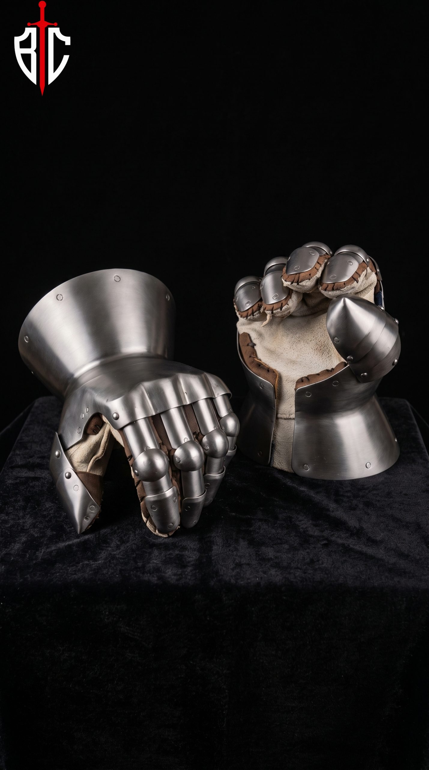 Hourglass Finger Gauntlets - Steel Combat Gauntlets with Leather Gloves for Buhurt & SCA