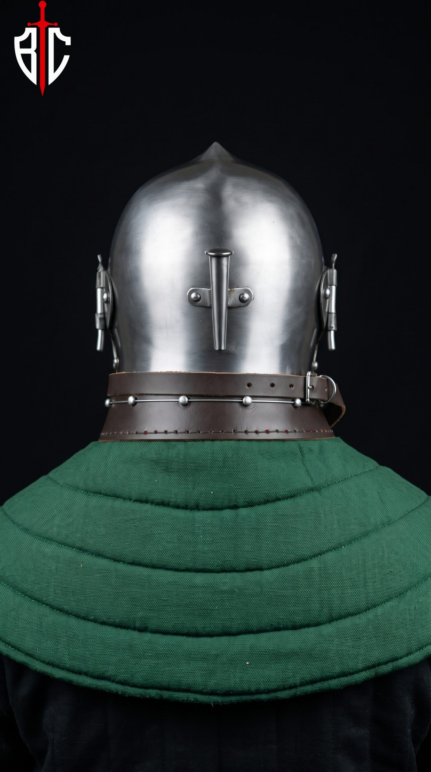 Houndskull Bascinet Helmet - Steel Combat Helmet with Padded Coif for Buhurt & SCA