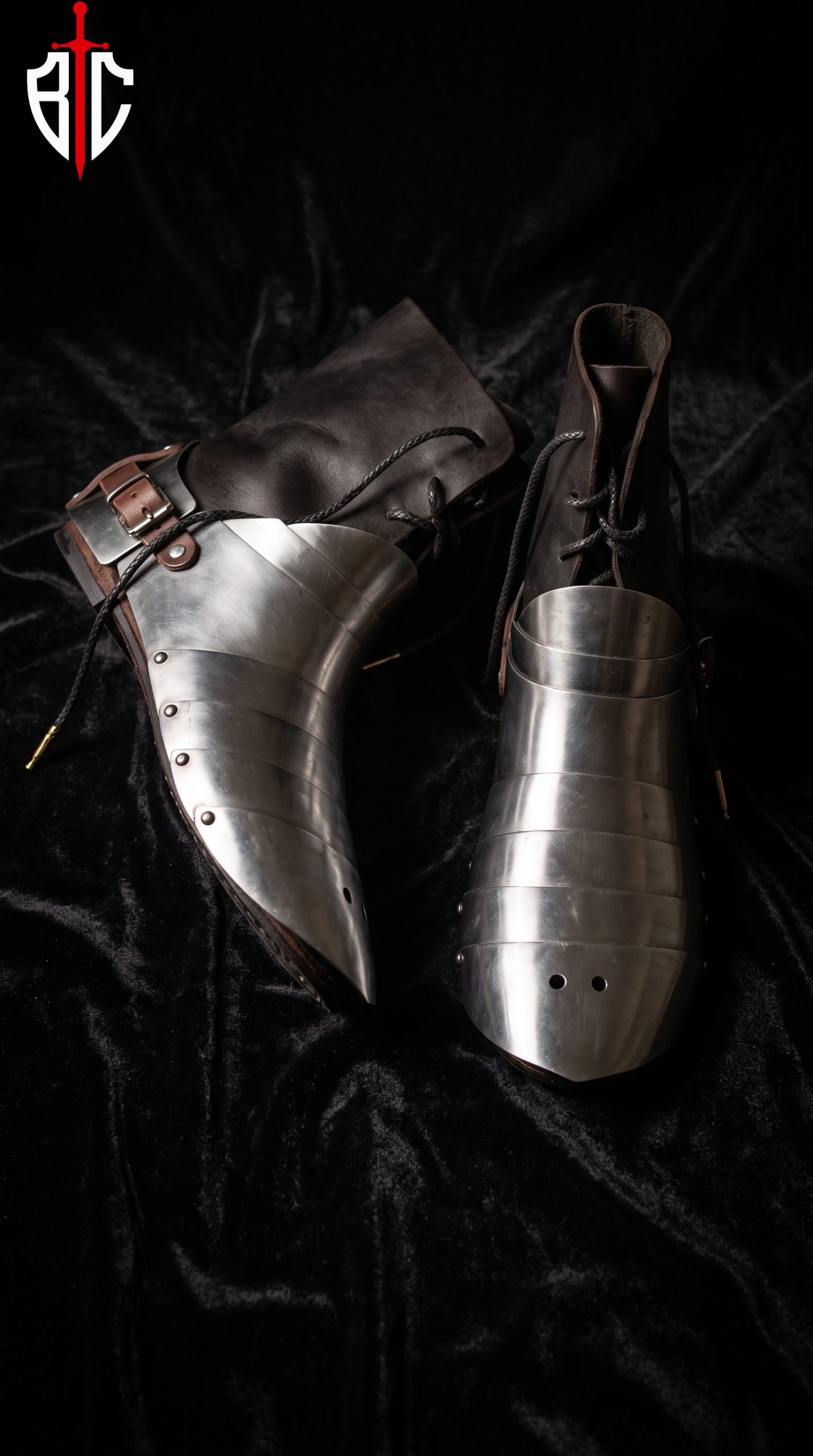 Steel Sabatons with Leather Boots - Stainless Steel Foot Armor for Buhurt & SCA