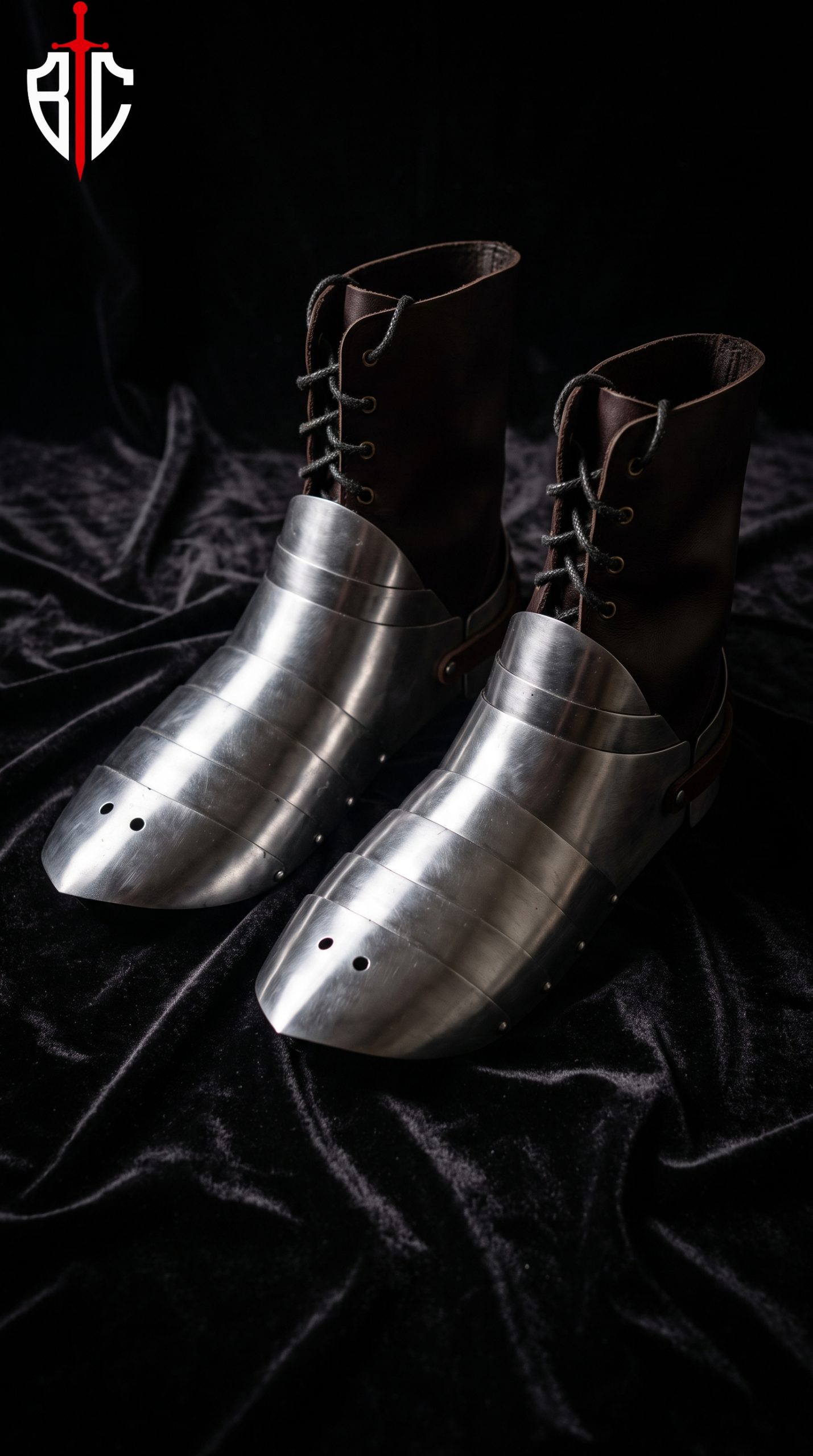 Steel Sabatons with Leather Boots - Stainless Steel Foot Armor for Buhurt & SCA