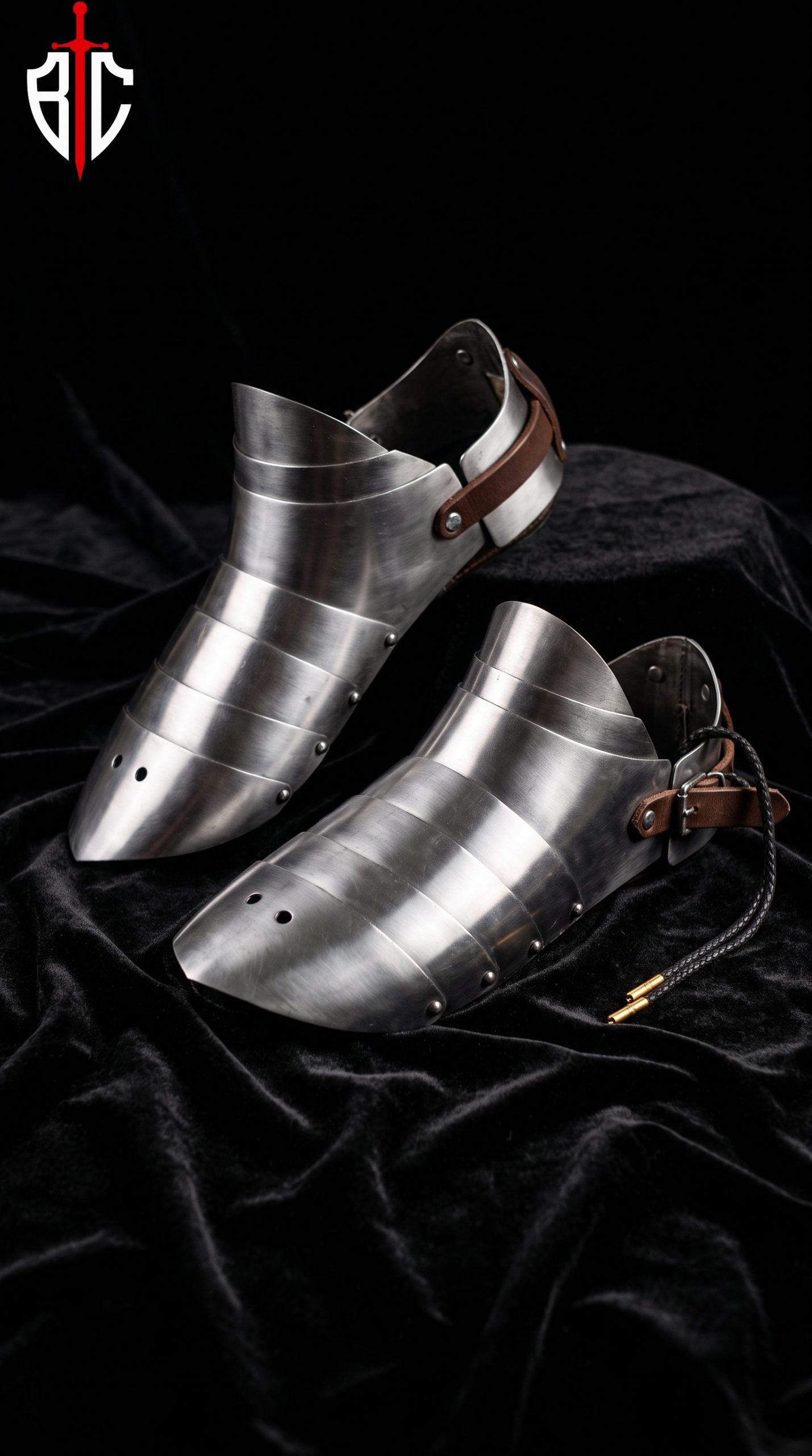 Steel Sabatons with Leather Boots - Stainless Steel Foot Armor for Buhurt & SCA