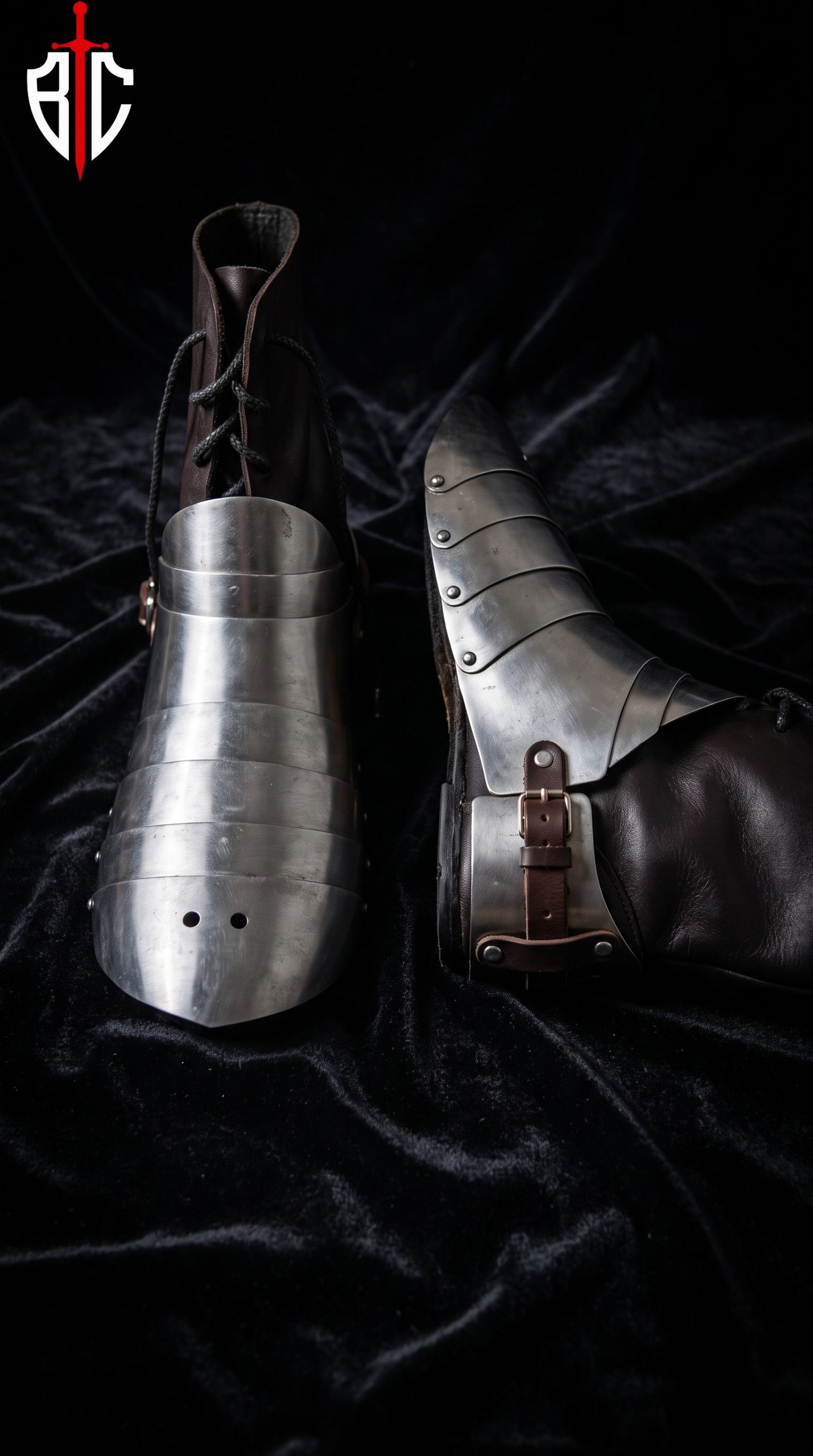 Steel Sabatons with Leather Boots - Stainless Steel Foot Armor for Buhurt & SCA