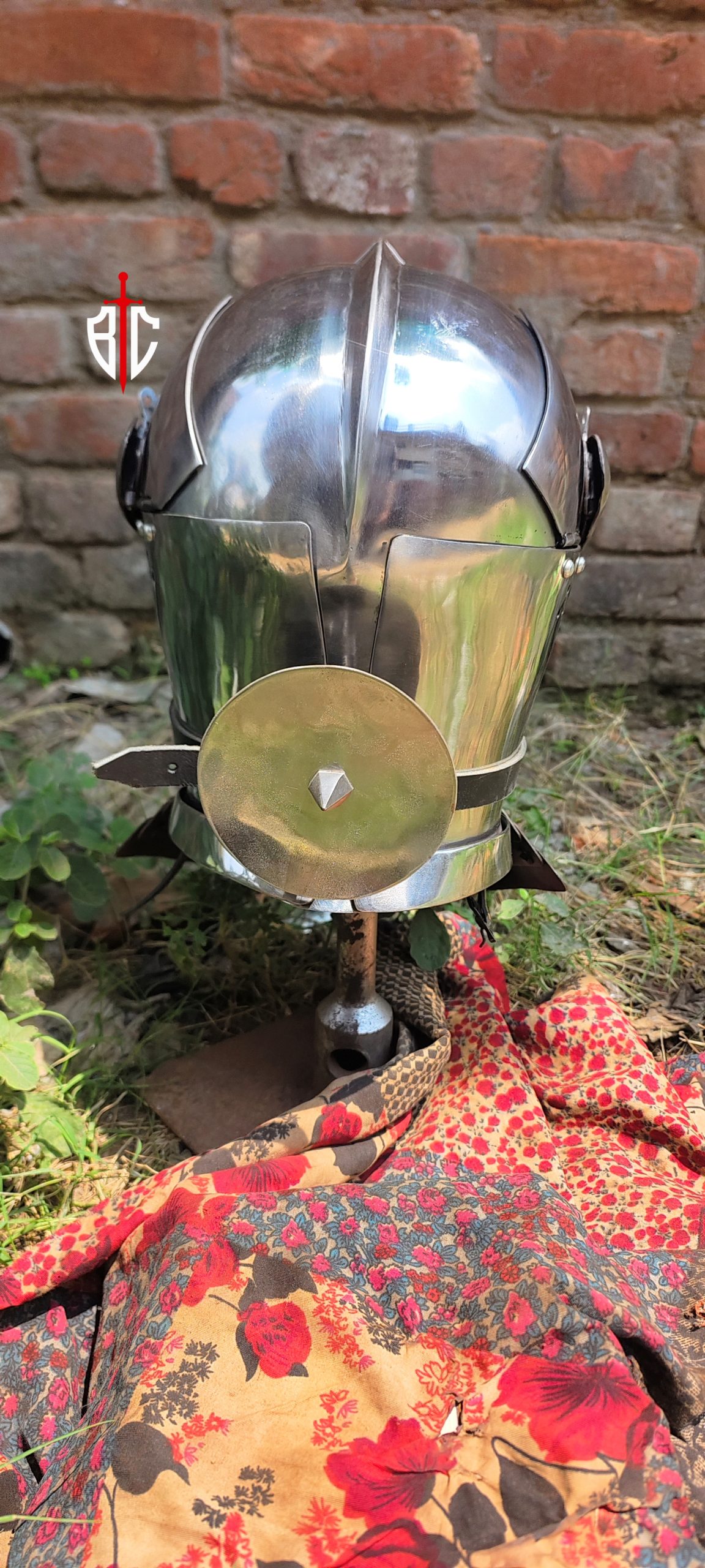 Armet Helmet 15th Century Steel Combat Helmet with Removable Bevor for SCA & Buhurt