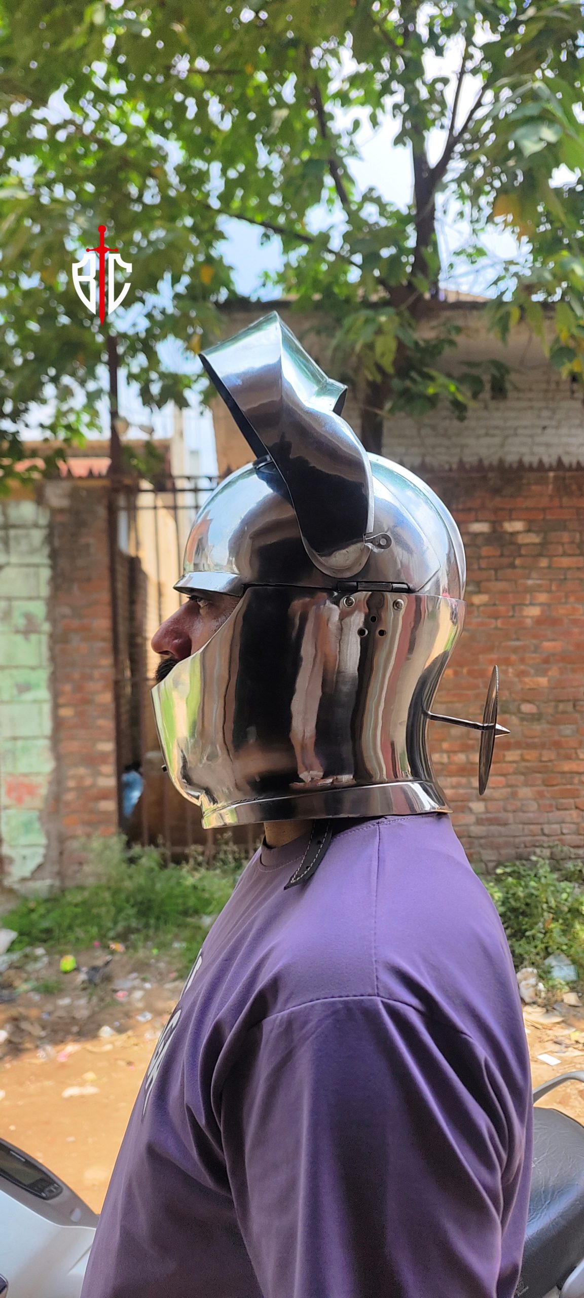 Armet Helmet 15th Century Steel Combat Helmet with Removable Bevor for SCA & Buhurt